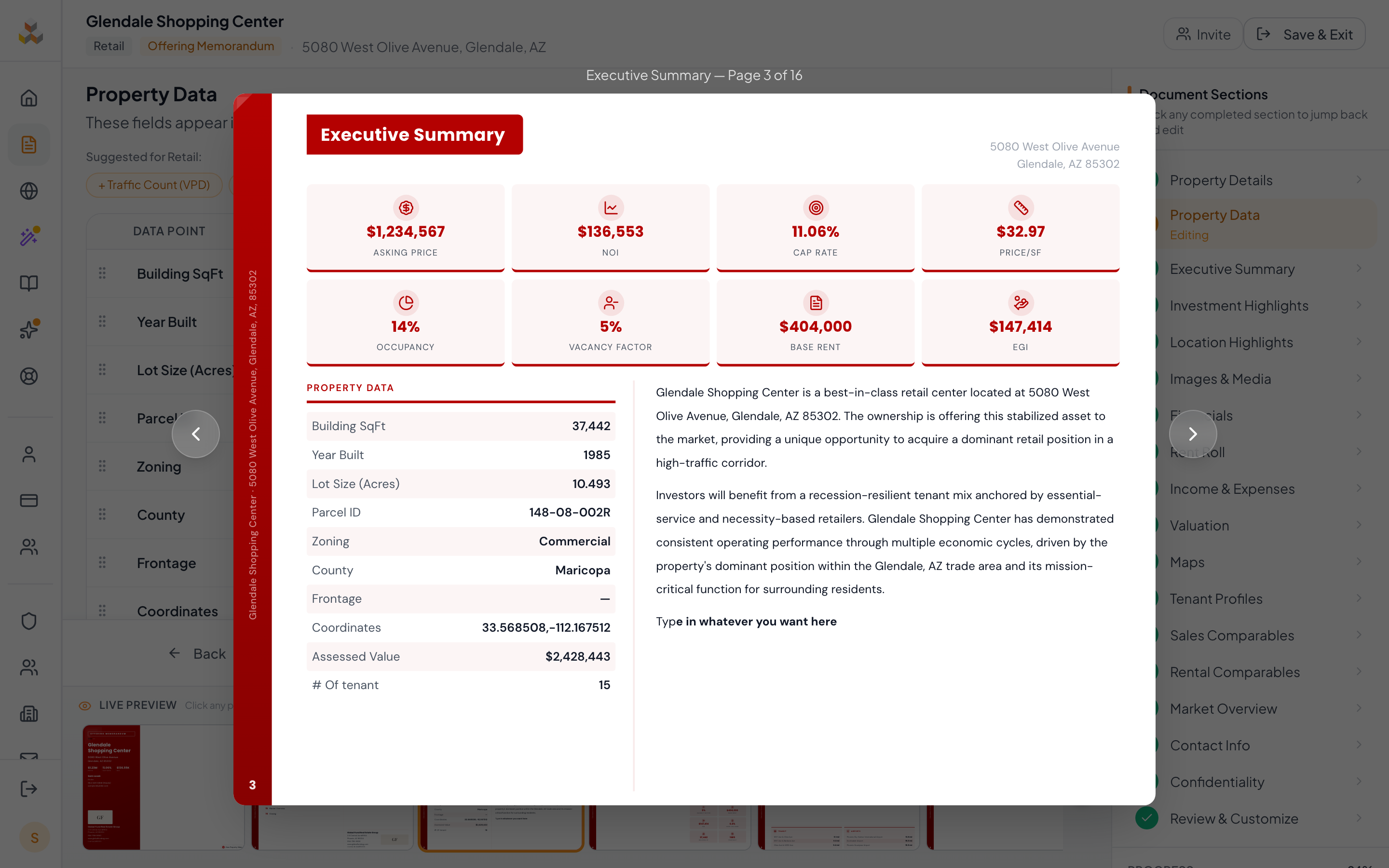 Location Highlights page with Transportation panel showing Transit, Airports, and Highways sections