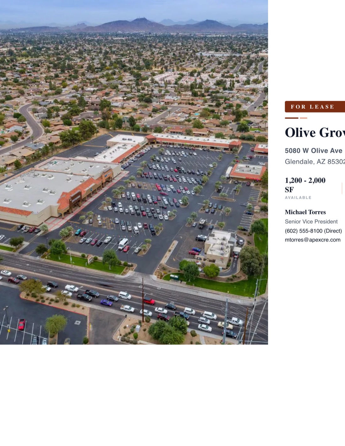 Retail For Lease Flyer template example created with CREBuilder