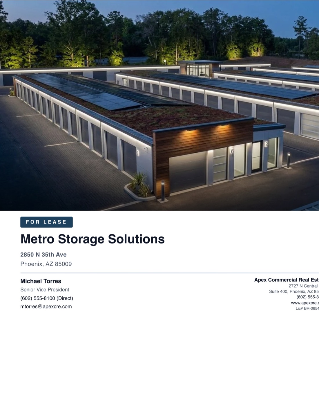 Self-Storage For Lease Flyer template example created with CREBuilder