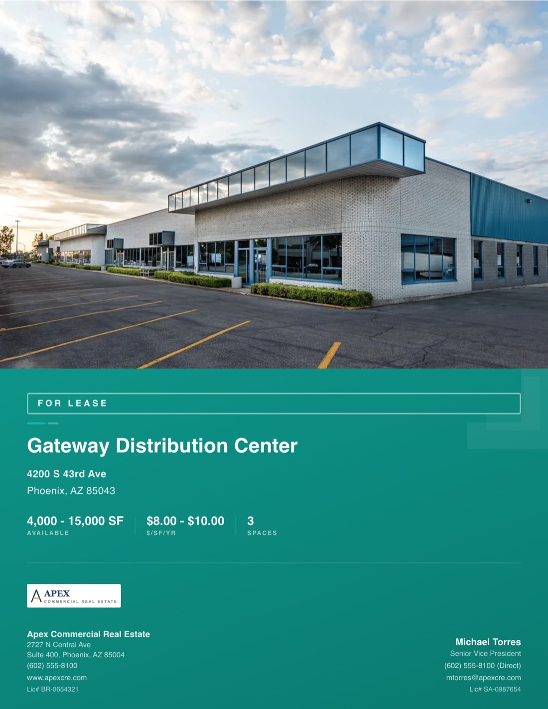 Industrial Leasing Package template example created with CREBuilder