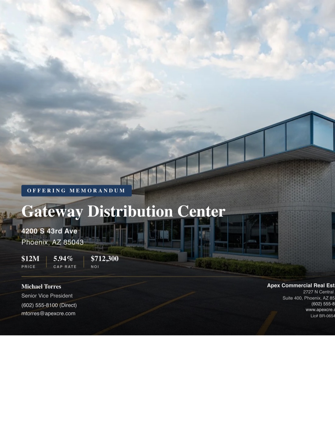 Industrial Offering Memorandum template example created with CREBuilder