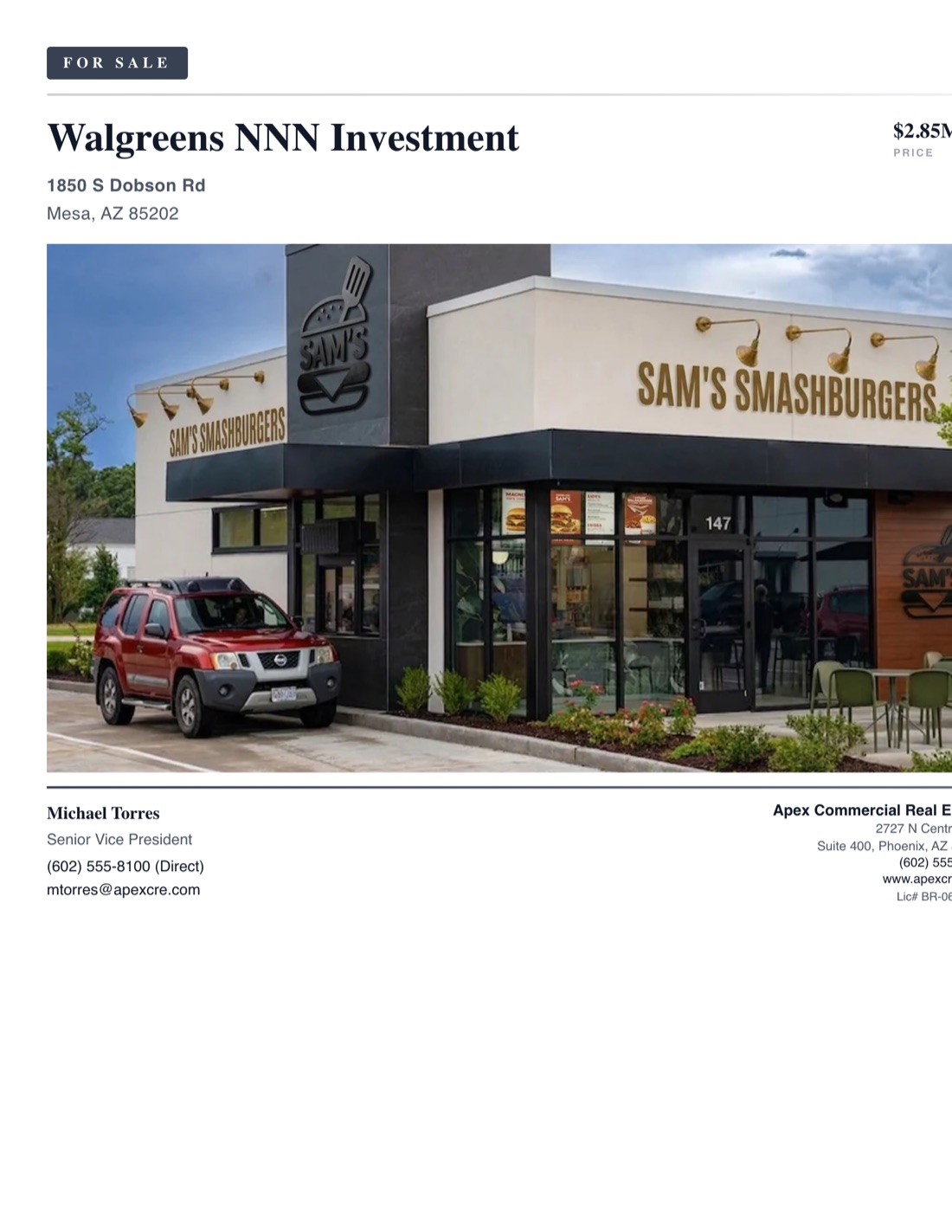 Net Lease Sales Teaser template example created with CREBuilder